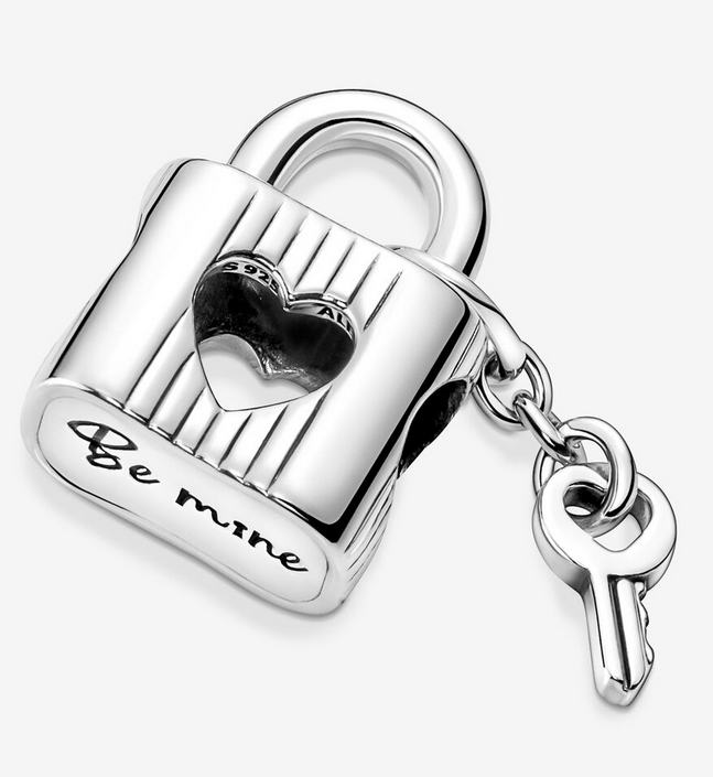 Pandora  Padlock  Heart Key Silver Charm Gift bag