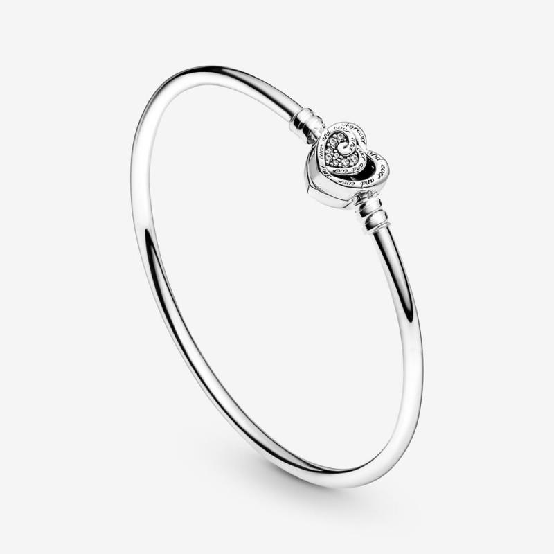 PANDORA Entwined Infinite Hearts Bangle Bracelet ALE S925