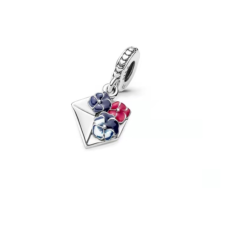 PANDORA Pansy Flower Envelope Dangle Charm