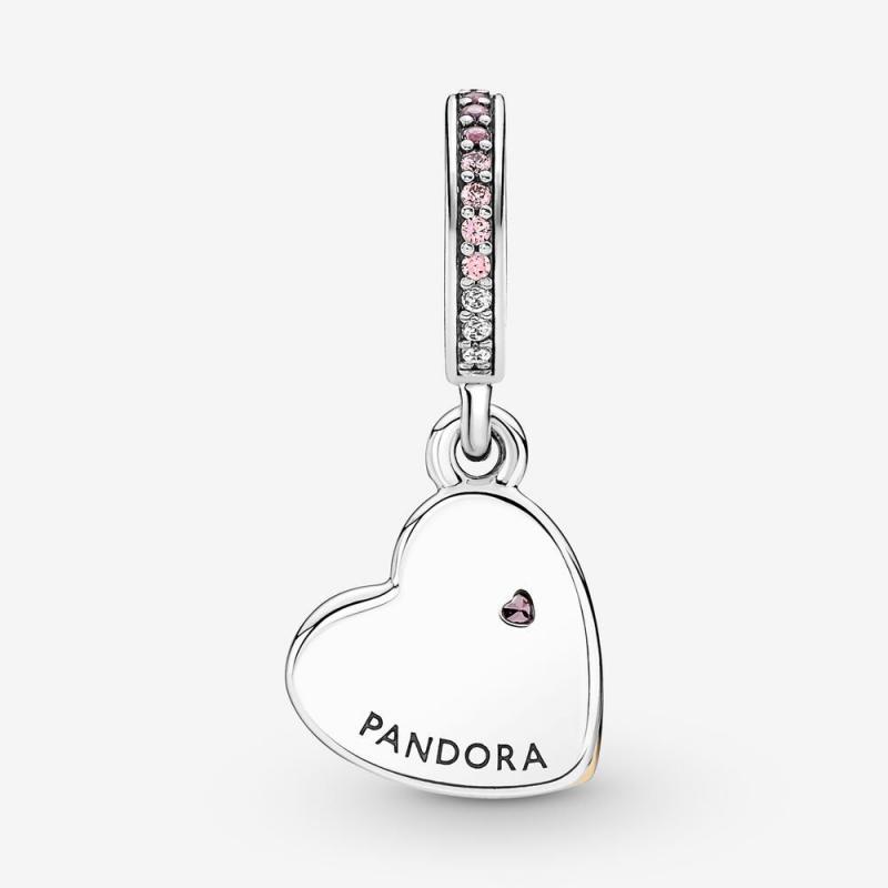 PANDORA Mom Entwined Hearts Double Dangle Charm Silver  ALE