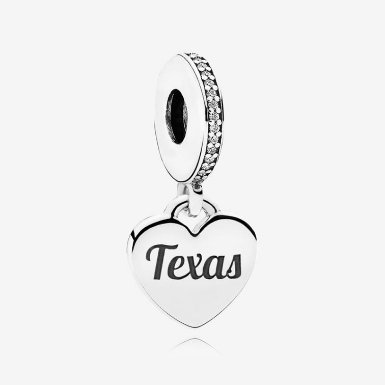 Pandora Texas Flag Heart Dangle Charm