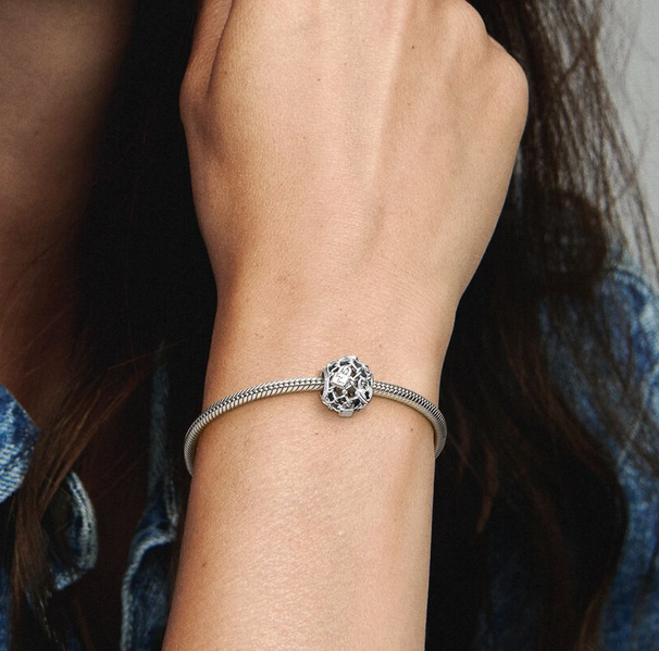 Pandora Openwork Chain Link Padlock Charm Silver S925 ALE