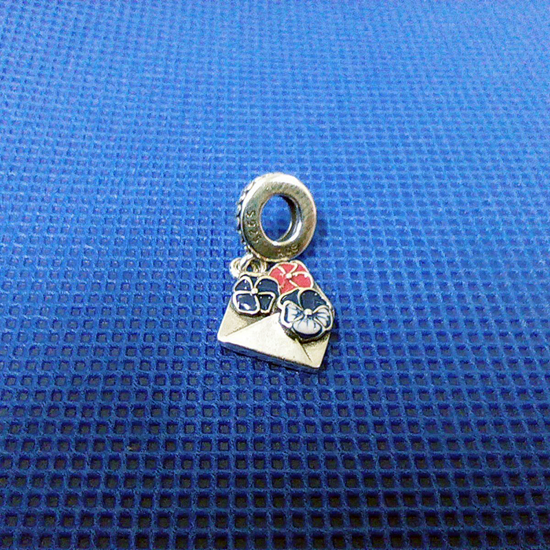 PANDORA Pansy Flower Envelope Dangle Charm