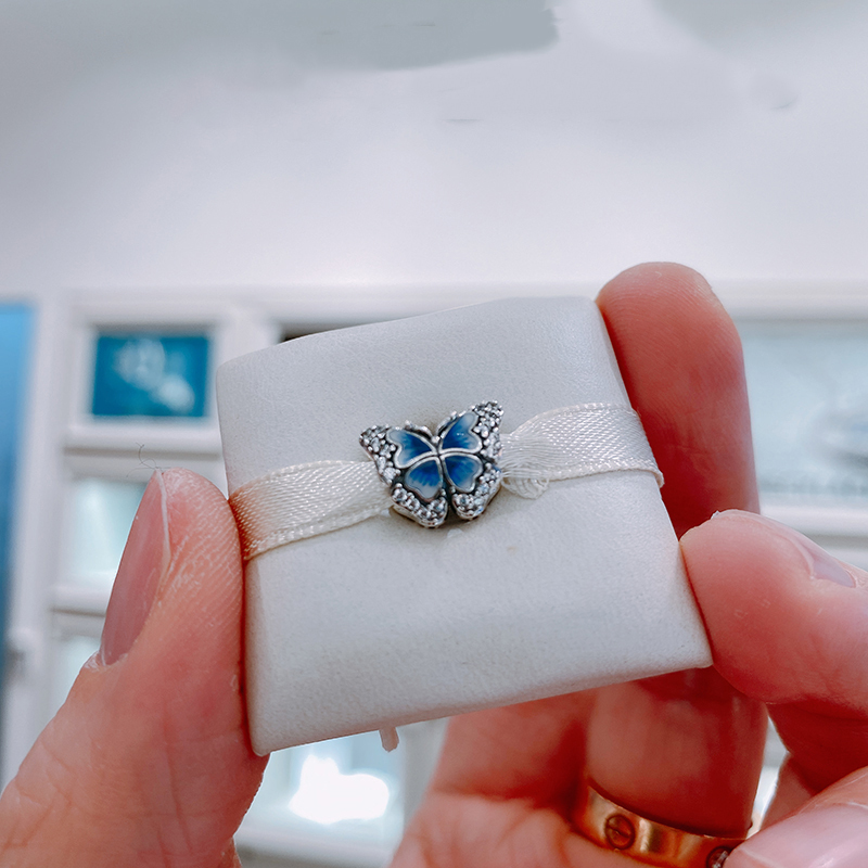 PANDORA 925 Ale CZ Blue Butterfly Sparkling Charm