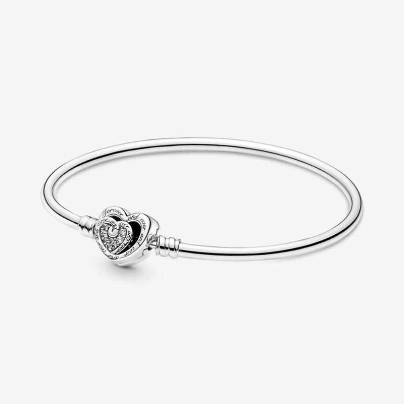 PANDORA Entwined Infinite Hearts Bangle Bracelet ALE S925