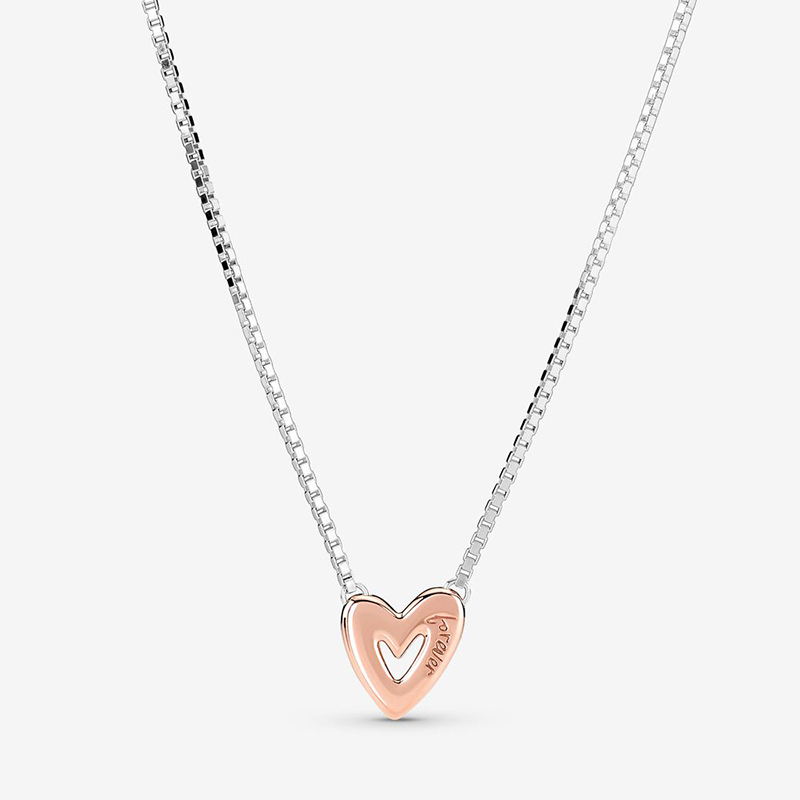 Pandora Sparkling Freehand Heart Necklace ALE Gift bag