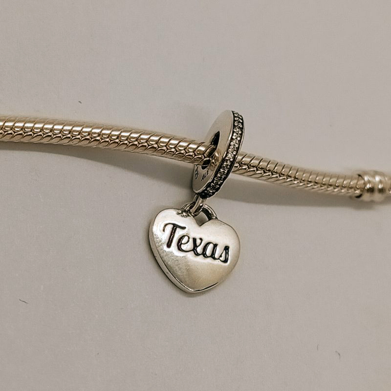 Pandora Texas Flag Heart Dangle Charm