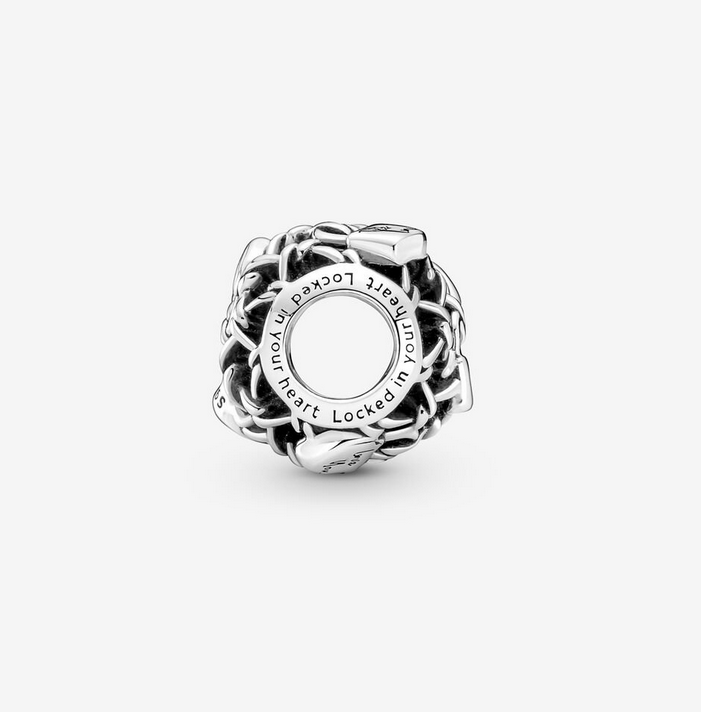 Pandora Openwork Chain Link Padlock Charm Silver S925 ALE