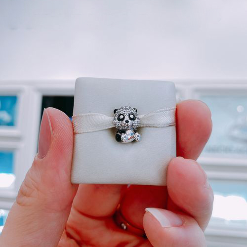 PANDORA 925 Ale Sparkling Crystals Cute Panda Charm