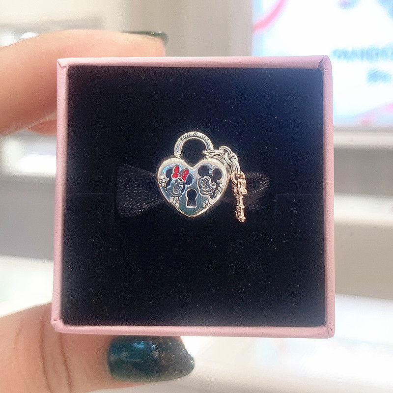 Pandora  Mickey Minnie Mouse Padlock Charm S925 ALE