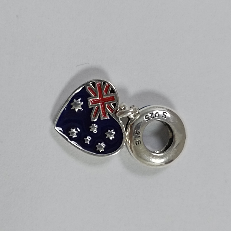 Pandora Charm Bead Australia Heart Flag