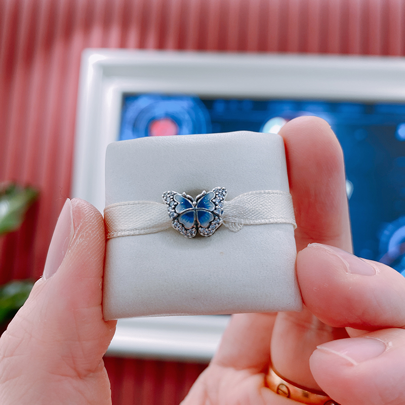 PANDORA 925 Ale CZ Blue Butterfly Sparkling Charm
