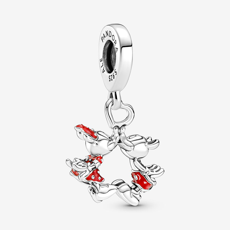 Pandora   Mickey  Minnie Kissing Dangle Charm S925 ALE