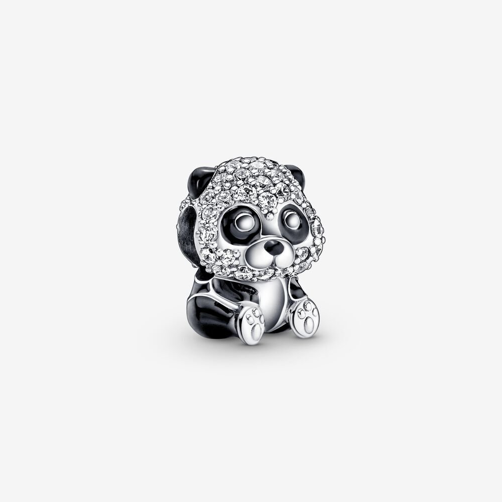 PANDORA 925 Ale Sparkling Crystals Cute Panda Charm