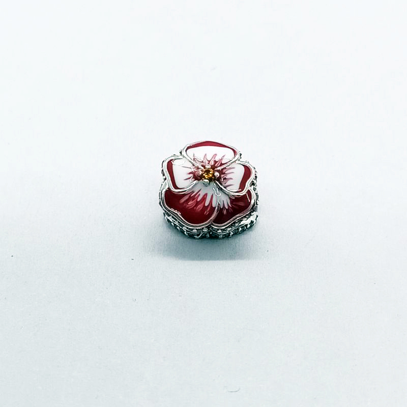 PANDORA 925 Ale CZ Pink Pansy Flower Charm