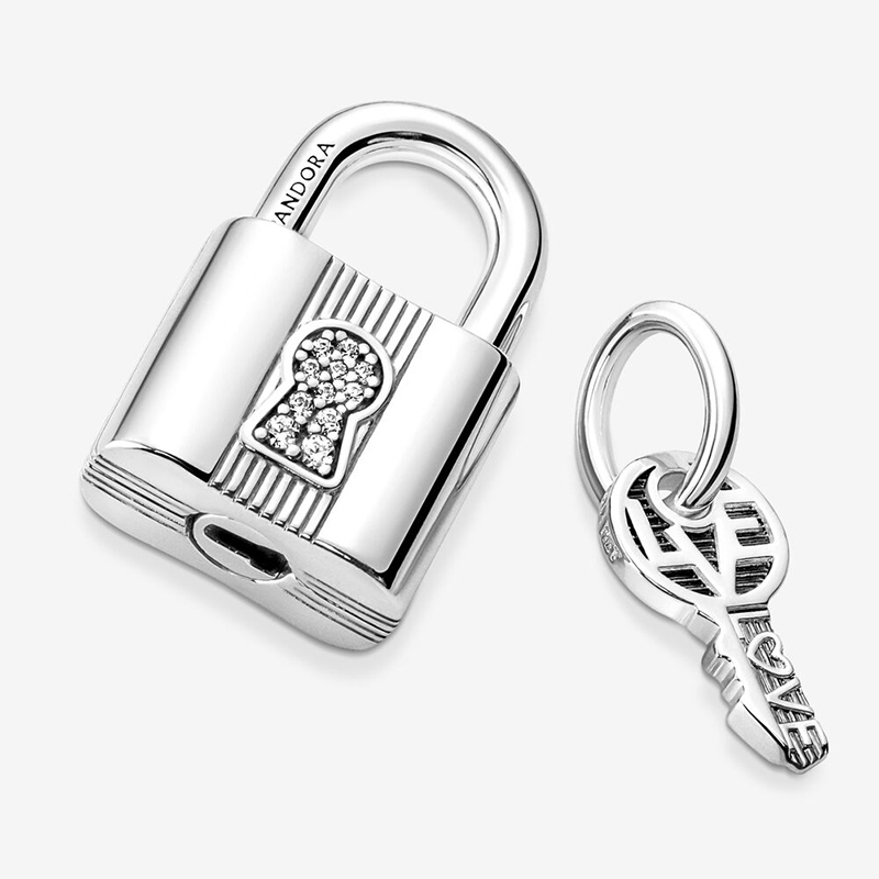 Pandora Padlock and Key Dangle Charm ALE S925  Gift Bag