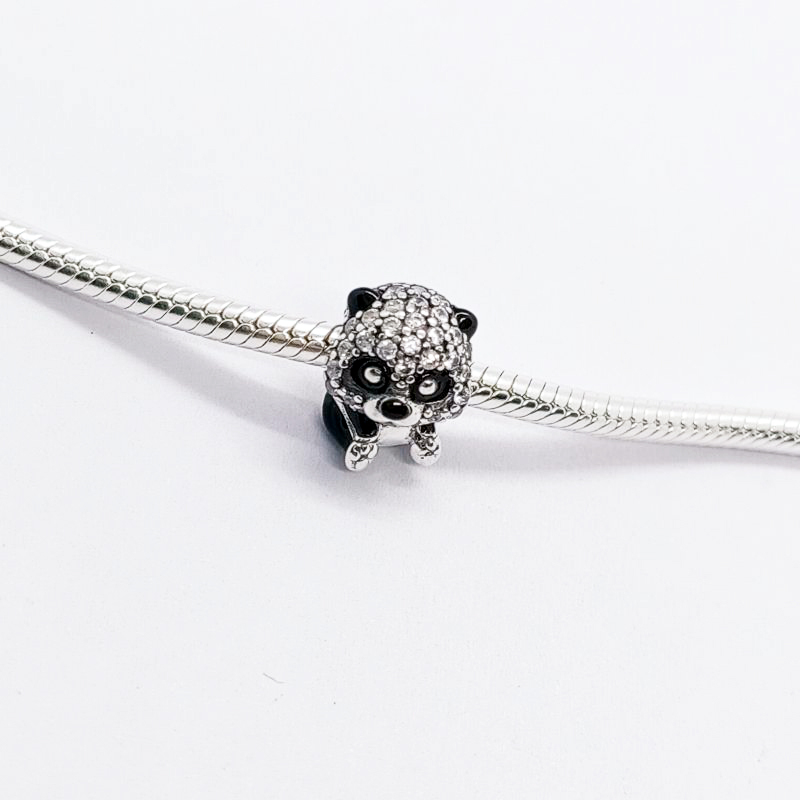 PANDORA 925 Ale Sparkling Crystals Cute Panda Charm