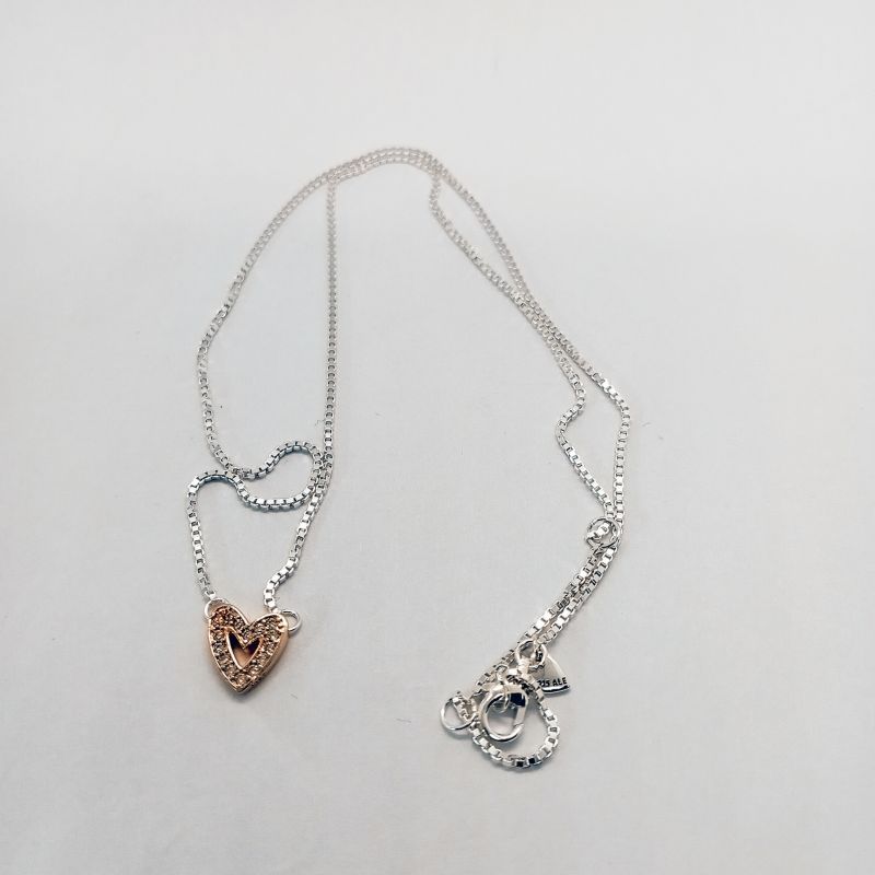 Pandora Sparkling Freehand Heart Necklace ALE Gift bag