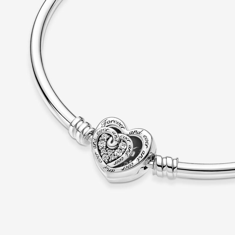 PANDORA Entwined Infinite Hearts Bangle Bracelet ALE S925