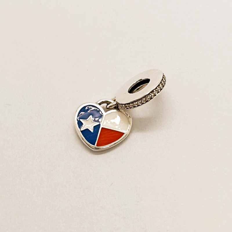Pandora Texas Flag Heart Dangle Charm