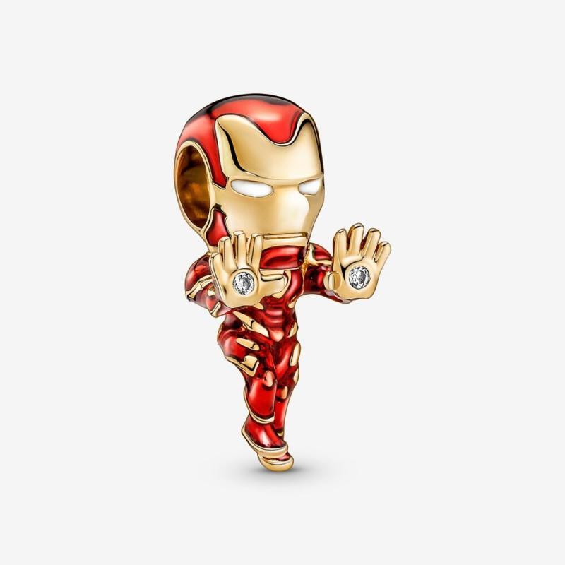 PANDORA Gold Red Marvel The Avengers Iron Man Charm