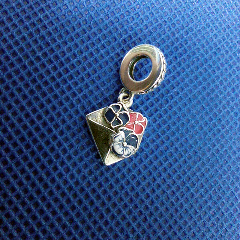 PANDORA Pansy Flower Envelope Dangle Charm