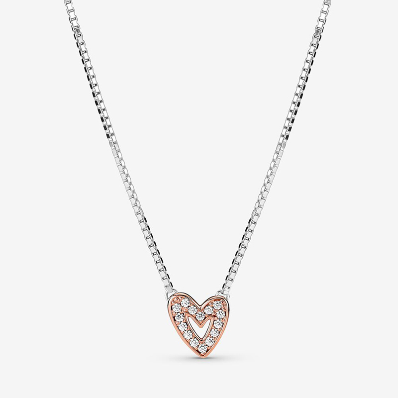 Pandora Sparkling Freehand Heart Necklace ALE Gift bag