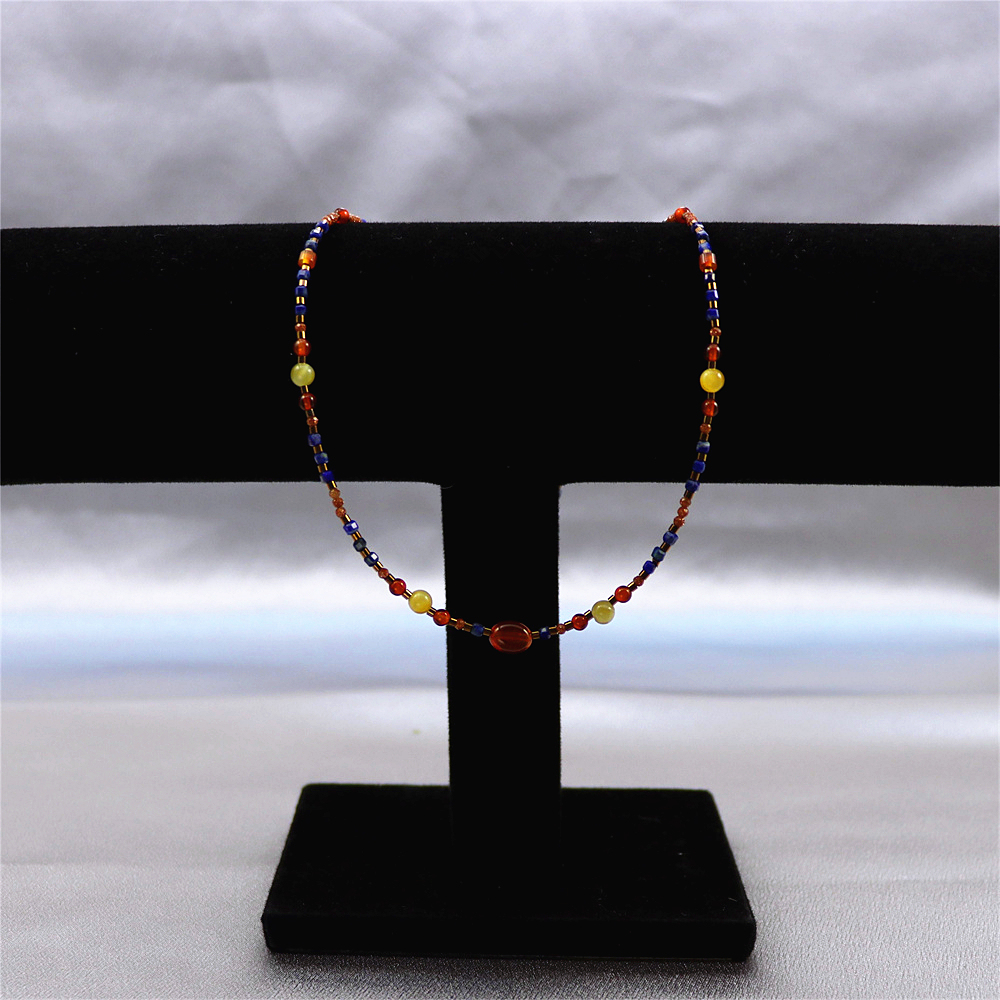 Natural Red Agate Bar Choker, Gold Sterling Silver Beaded Necklace, Stacking Necklace, Gift for her