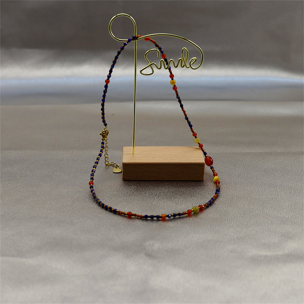 Natural Red Agate Bar Choker, Gold Sterling Silver Beaded Necklace, Stacking Necklace, Gift for her