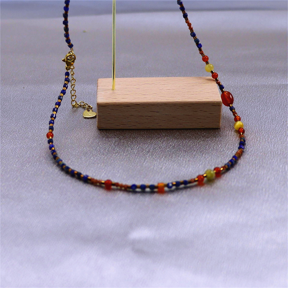 Natural Red Agate Bar Choker, Gold Sterling Silver Beaded Necklace, Stacking Necklace, Gift for her