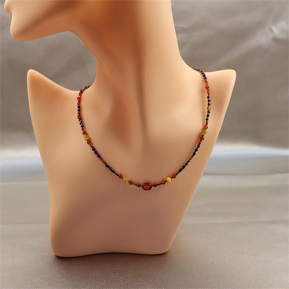 Natural Red Agate Bar Choker, Gold Sterling Silver Beaded Necklace, Stacking Necklace, Gift for her