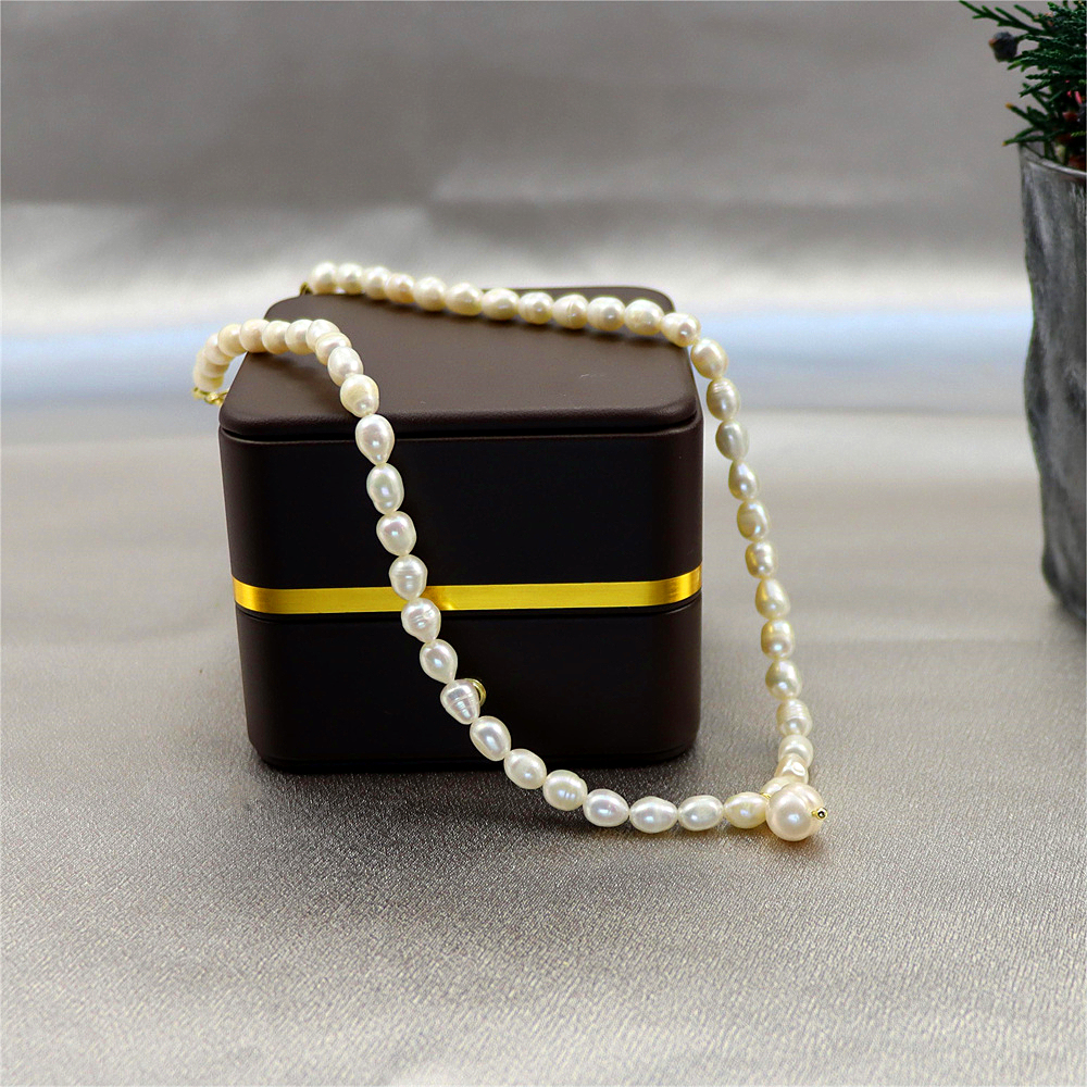 Natural Freshwater Pearl Sterling Silver Choker Necklace, Gold Plated Minimalist Pearl Pendant Wedding Bride Jewellery, Gift for Her