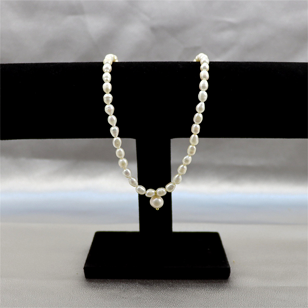 Natural Freshwater Pearl Sterling Silver Choker Necklace, Gold Plated Minimalist Pearl Pendant Wedding Bride Jewellery, Gift for Her