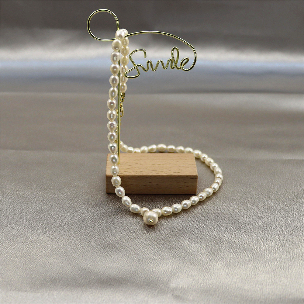 Natural Freshwater Pearl Sterling Silver Choker Necklace, Gold Plated Minimalist Pearl Pendant Wedding Bride Jewellery, Gift for Her