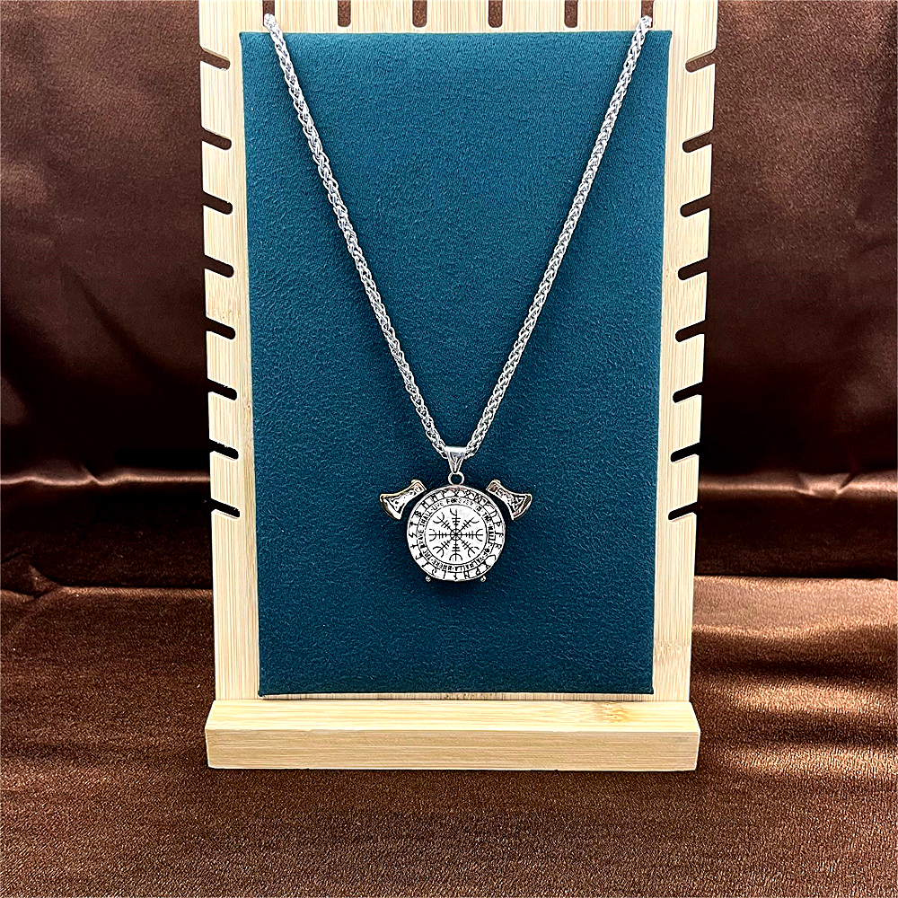 Gold-Plated Double Axe Odin Pendant Necklace for Men, Hip-Hop Style，gifts for him