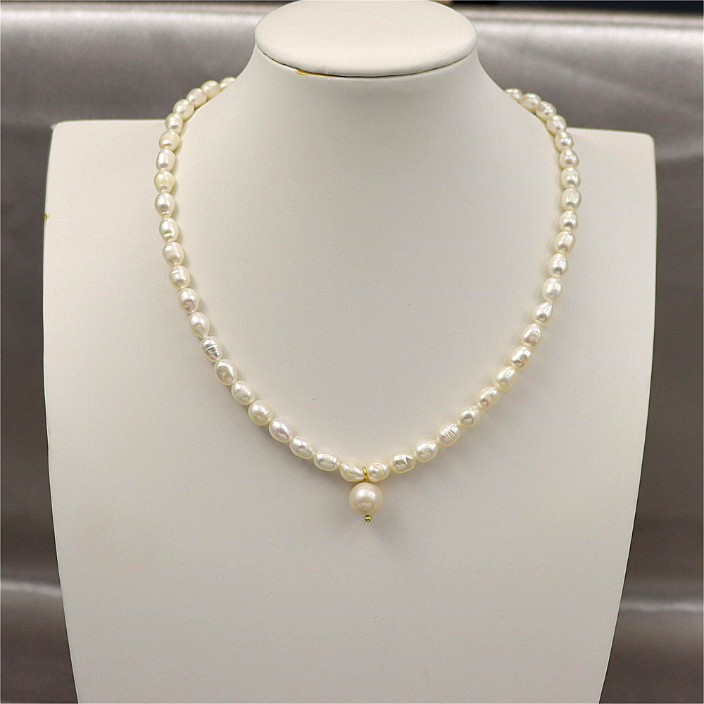 Natural Freshwater Pearl Sterling Silver Choker Necklace, Gold Plated Minimalist Pearl Pendant Wedding Bride Jewellery, Gift for Her