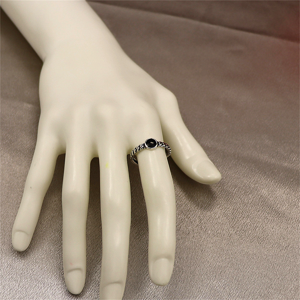 S925 silver ring minimalist for her mother's day gift minimalist gift  Black stone ring