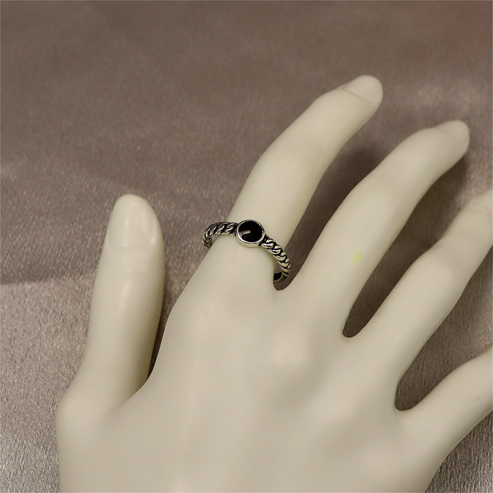 S925 silver ring minimalist for her mother's day gift minimalist gift  Black stone ring