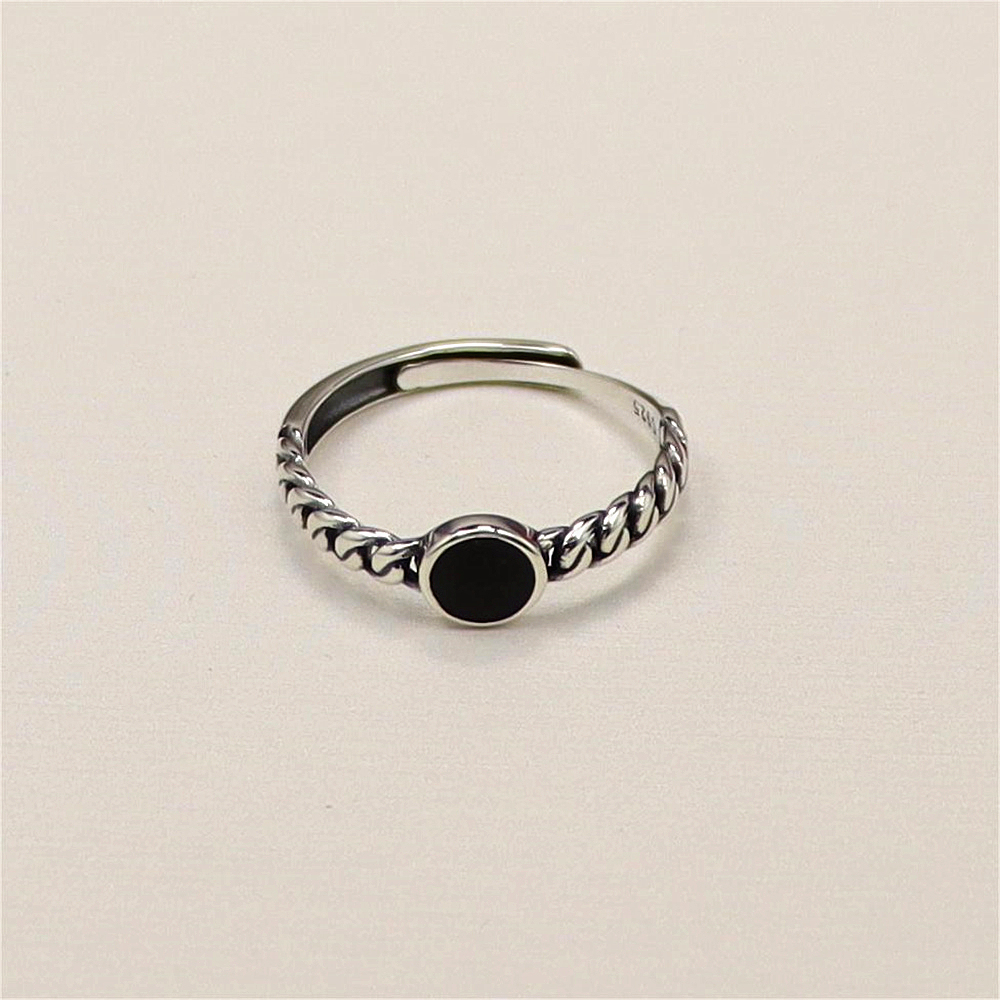 S925 silver ring minimalist for her mother's day gift minimalist gift  Black stone ring