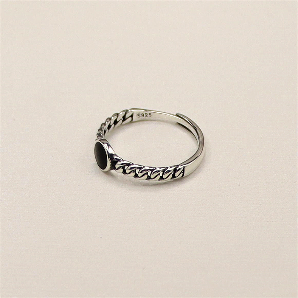 S925 silver ring minimalist for her mother's day gift minimalist gift  Black stone ring