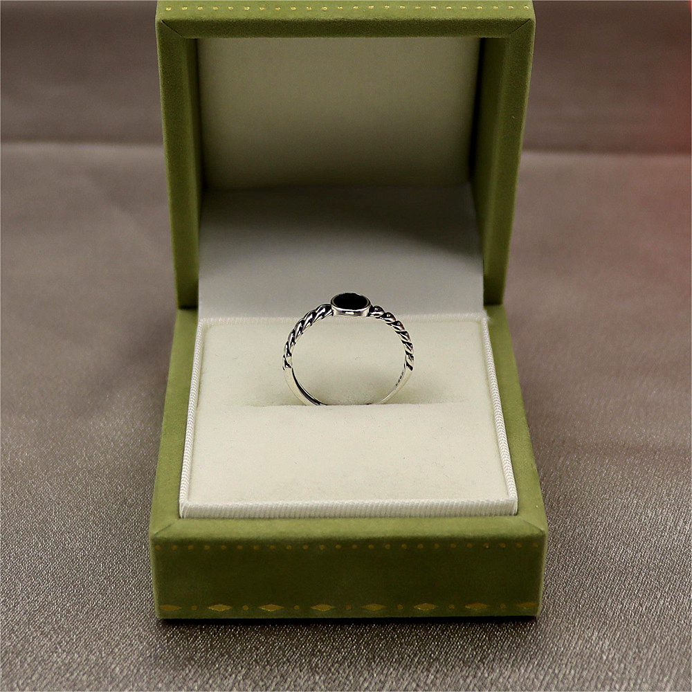S925 silver ring minimalist for her mother's day gift minimalist gift  Black stone ring