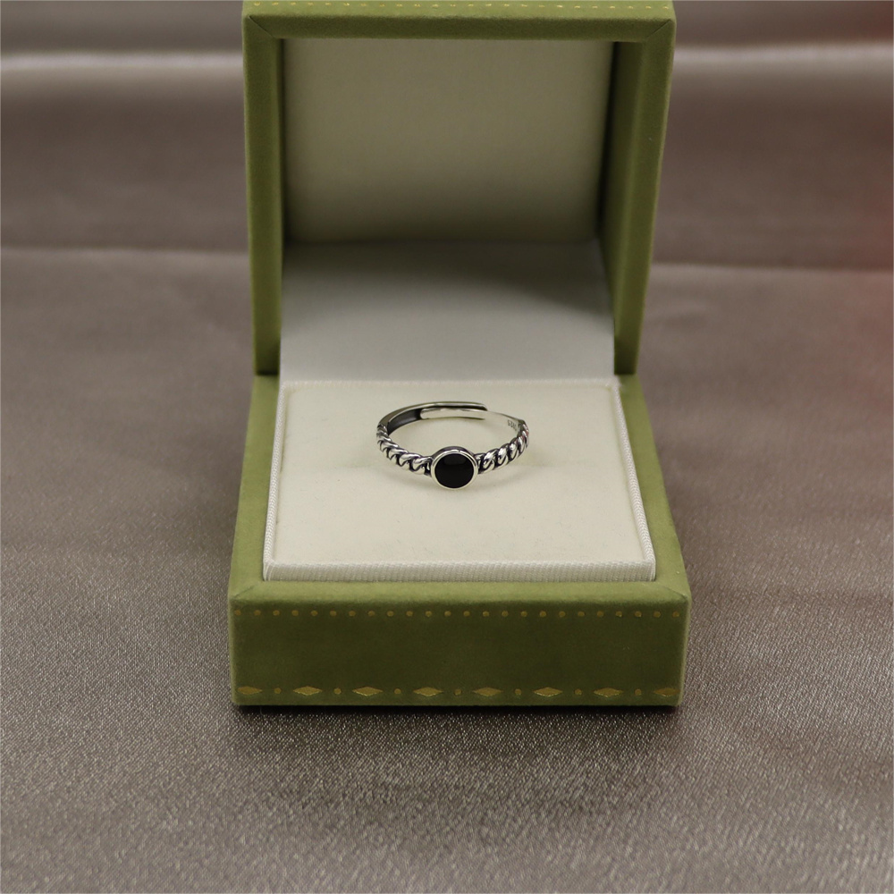 S925 silver ring minimalist for her mother's day gift minimalist gift  Black stone ring