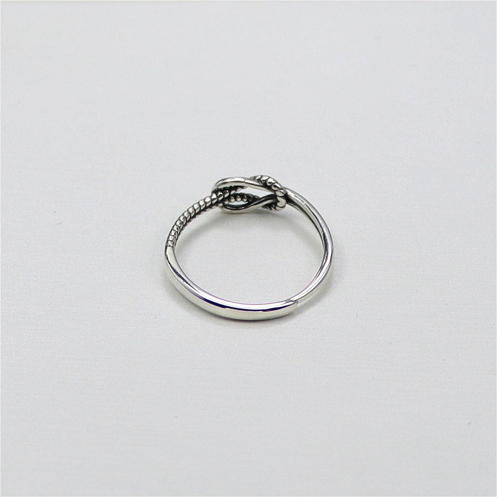 S925 Sterling Silver Twist knotted Hip Hop Punk trend ins style Retro Open ring Adjustable ring female