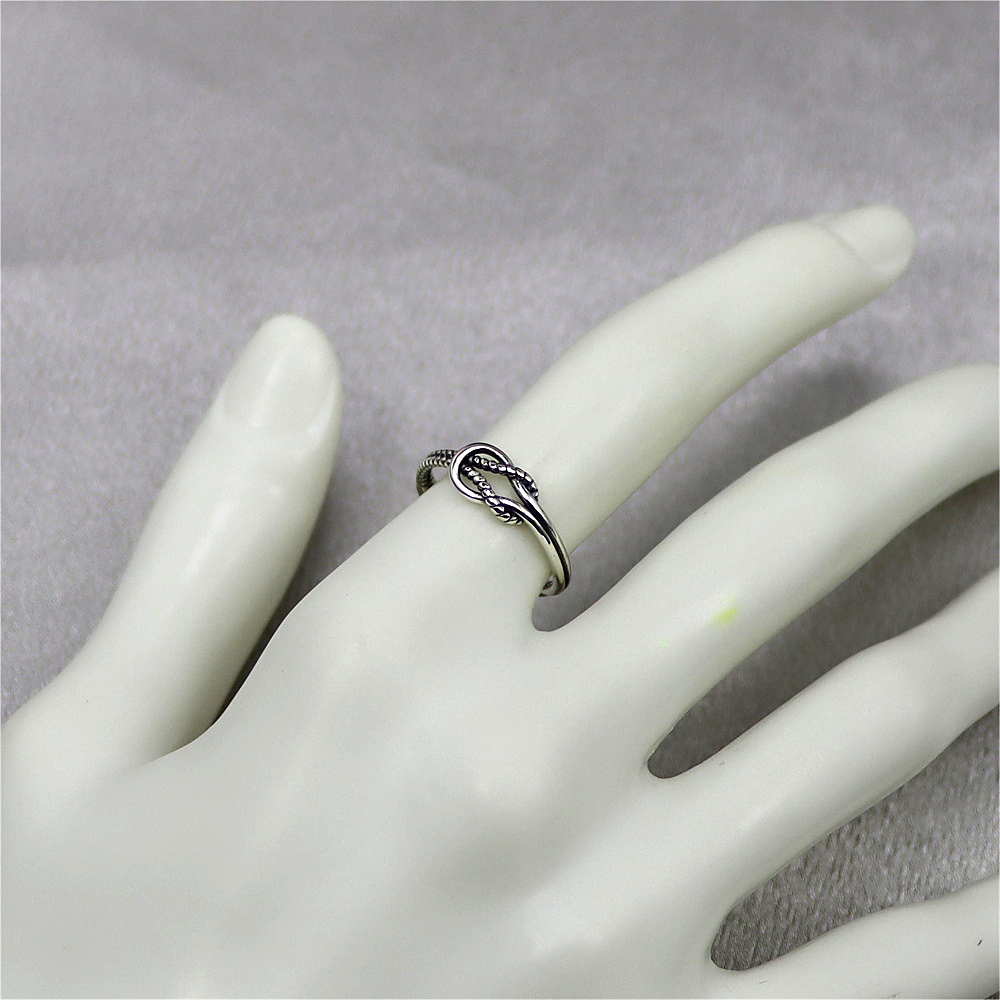S925 Sterling Silver Twist knotted Hip Hop Punk trend ins style Retro Open ring Adjustable ring female