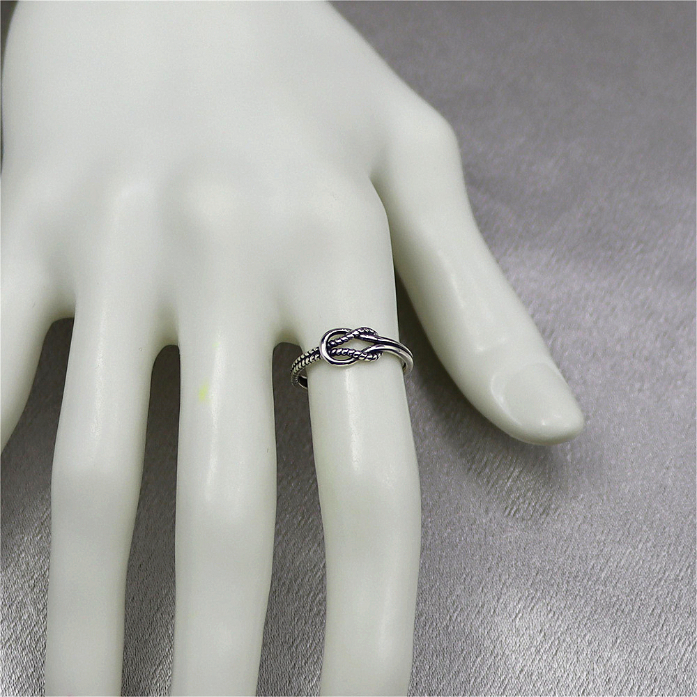 S925 Sterling Silver Twist knotted Hip Hop Punk trend ins style Retro Open ring Adjustable ring female