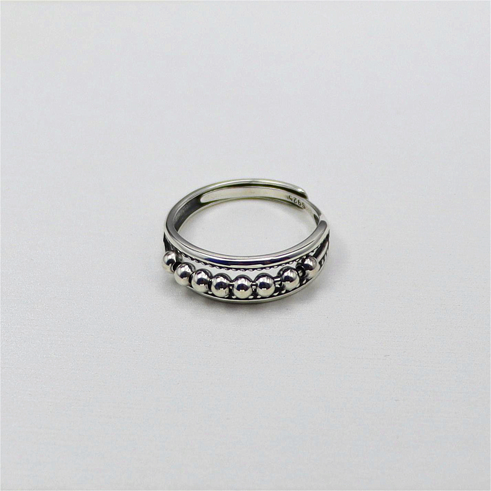 S925 Sterling Silver Adjustable Complex Anxiety Bead Ring Fidget Ring For her For him Gift popular now Graduation gift