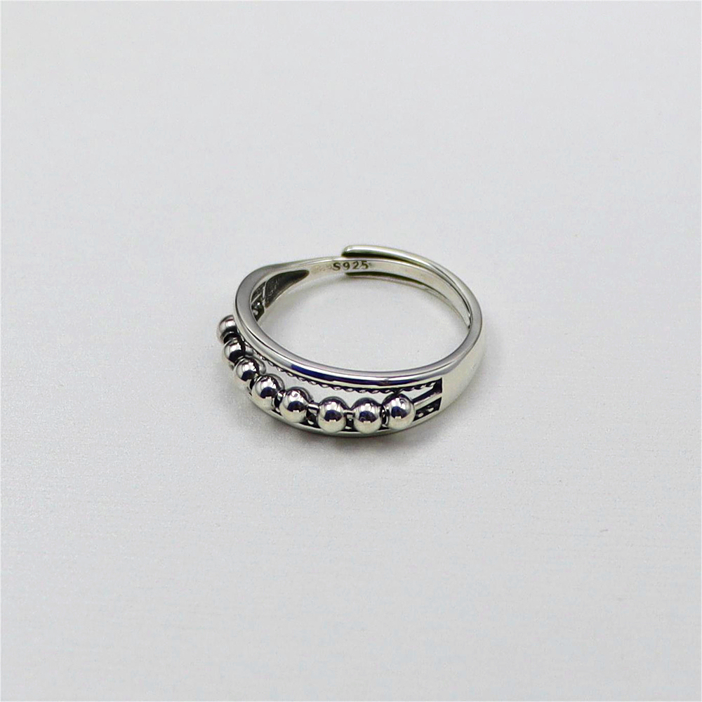 S925 Sterling Silver Adjustable Complex Anxiety Bead Ring Fidget Ring For her For him Gift popular now Graduation gift