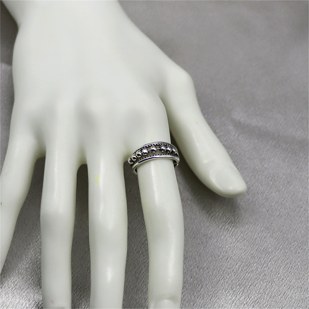 S925 Sterling Silver Adjustable Complex Anxiety Bead Ring Fidget Ring For her For him Gift popular now Graduation gift