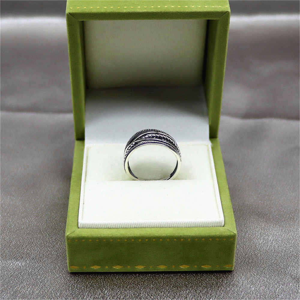 S925 Sterling Silver Simple Line Twist cross wound geometric Open & Adjustable Ring