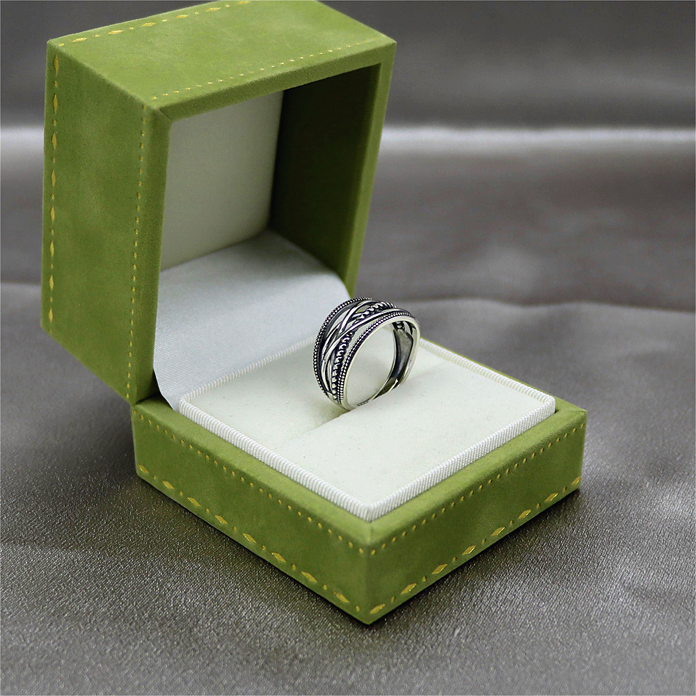 S925 Sterling Silver Simple Line Twist cross wound geometric Open & Adjustable Ring